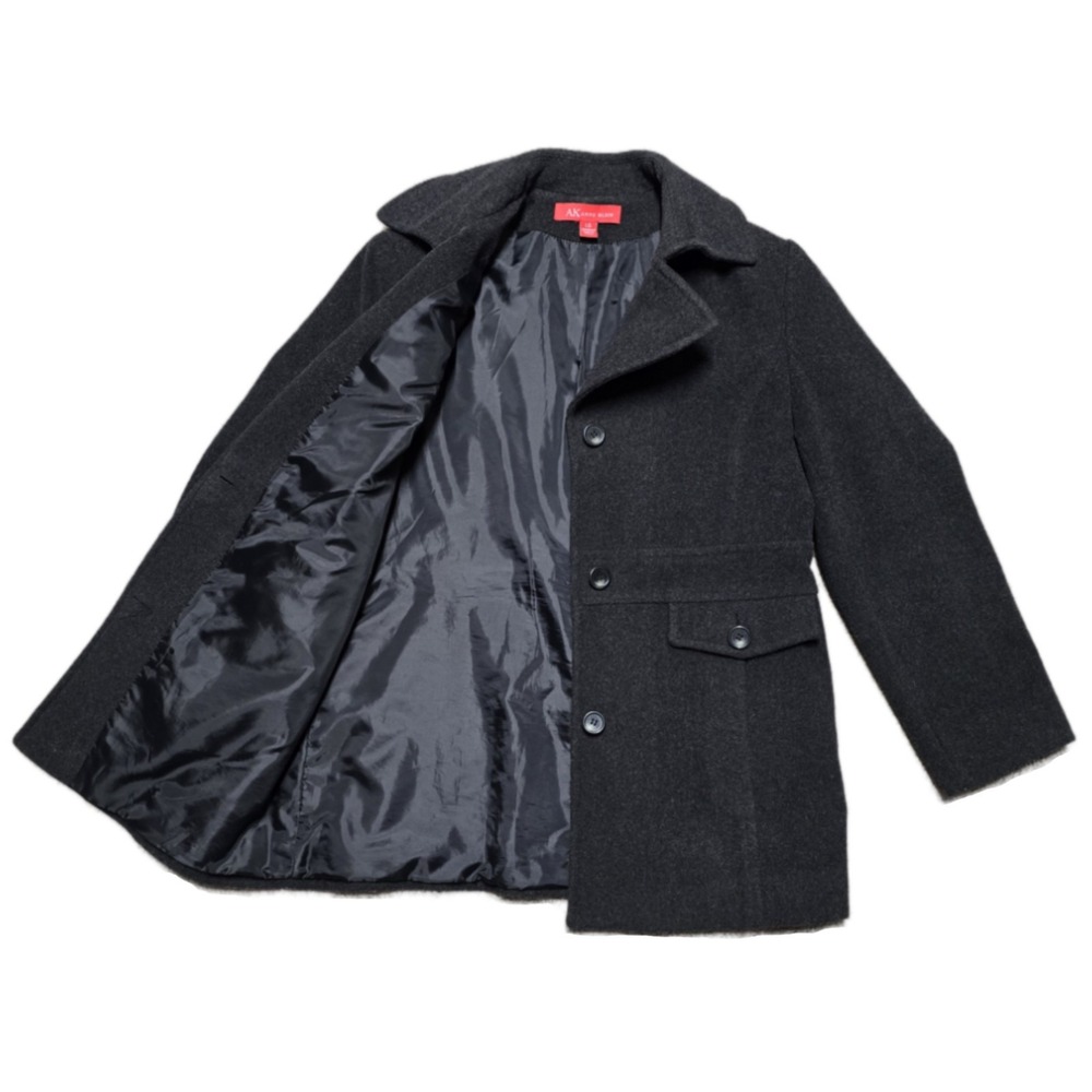 Anne Klein Pea Coat Women's L Wool Blend Black Gray‎ Business Dressy Classic
